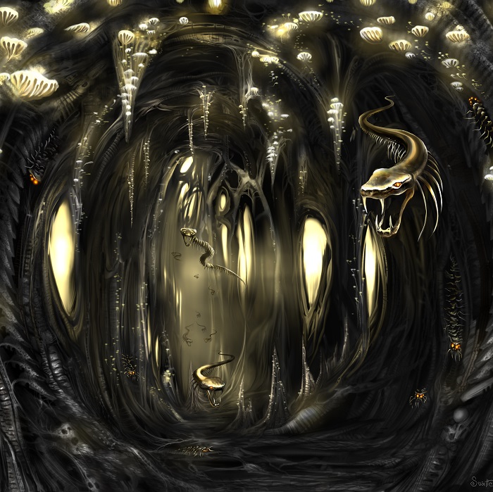 Silhouette of a hiker at sunset